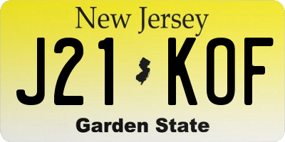 NJ license plate J21KOF