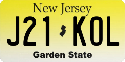 NJ license plate J21KOL
