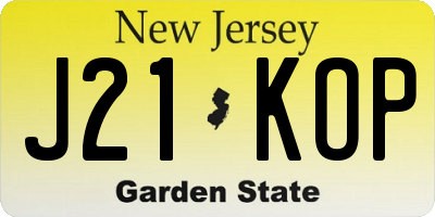 NJ license plate J21KOP