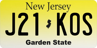 NJ license plate J21KOS