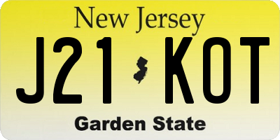 NJ license plate J21KOT