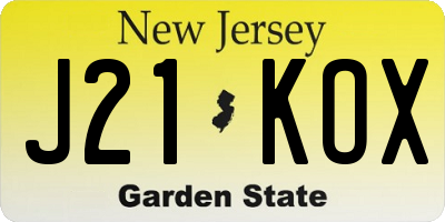 NJ license plate J21KOX
