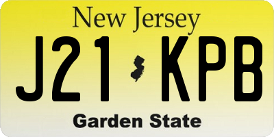 NJ license plate J21KPB