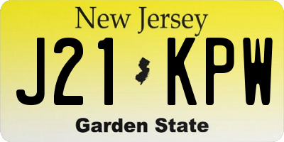 NJ license plate J21KPW