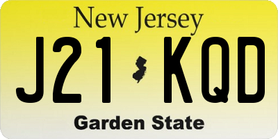 NJ license plate J21KQD