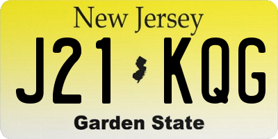 NJ license plate J21KQG