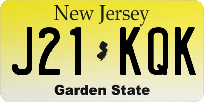 NJ license plate J21KQK