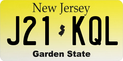 NJ license plate J21KQL