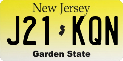 NJ license plate J21KQN