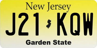 NJ license plate J21KQW