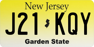 NJ license plate J21KQY