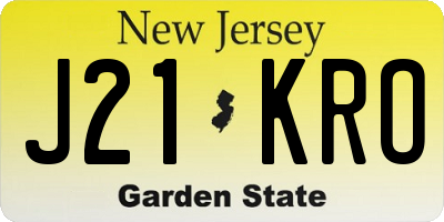 NJ license plate J21KRO