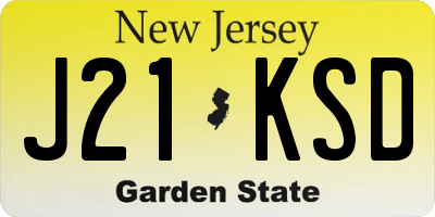 NJ license plate J21KSD