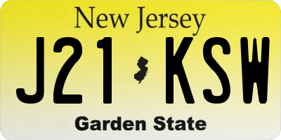 NJ license plate J21KSW