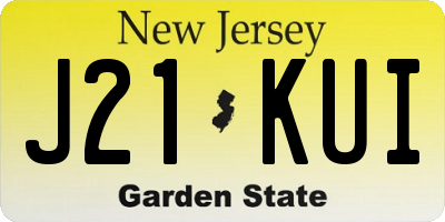 NJ license plate J21KUI