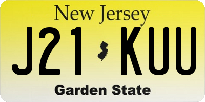 NJ license plate J21KUU