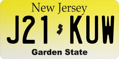 NJ license plate J21KUW