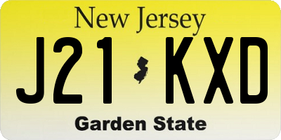 NJ license plate J21KXD