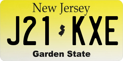NJ license plate J21KXE