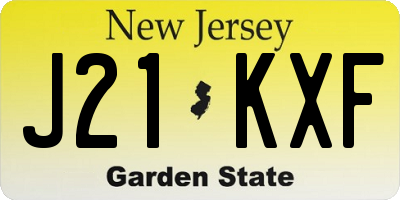 NJ license plate J21KXF