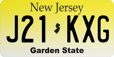 NJ license plate J21KXG
