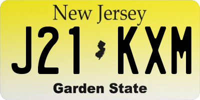 NJ license plate J21KXM