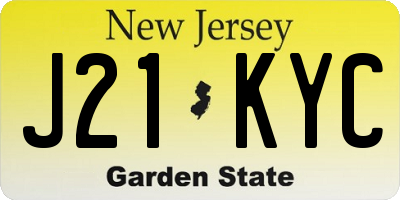 NJ license plate J21KYC