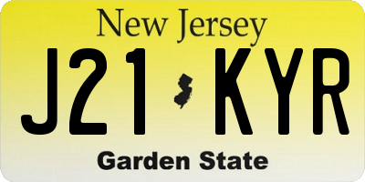 NJ license plate J21KYR