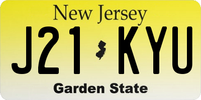 NJ license plate J21KYU