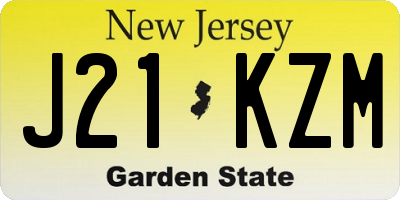 NJ license plate J21KZM