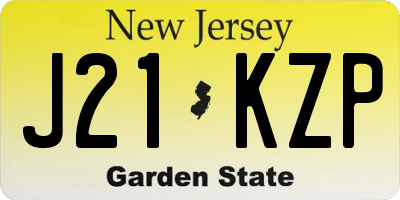 NJ license plate J21KZP
