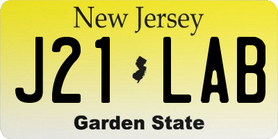 NJ license plate J21LAB