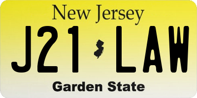 NJ license plate J21LAW