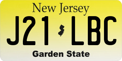 NJ license plate J21LBC