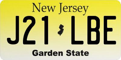 NJ license plate J21LBE