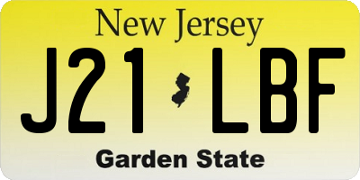 NJ license plate J21LBF