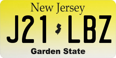 NJ license plate J21LBZ