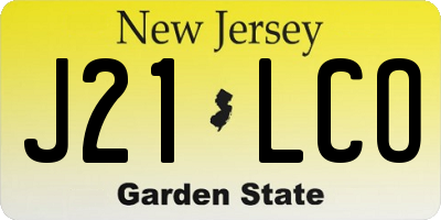 NJ license plate J21LCO