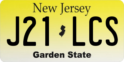NJ license plate J21LCS