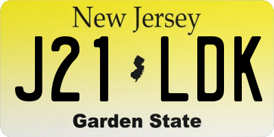 NJ license plate J21LDK