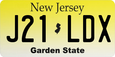 NJ license plate J21LDX