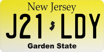 NJ license plate J21LDY