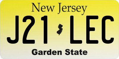 NJ license plate J21LEC