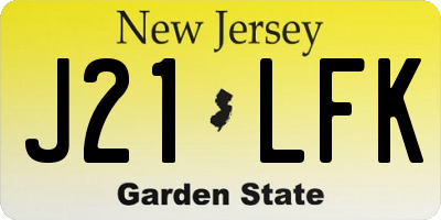 NJ license plate J21LFK