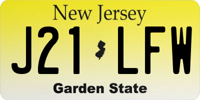 NJ license plate J21LFW