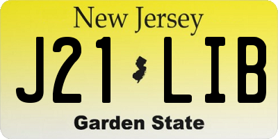 NJ license plate J21LIB