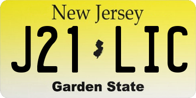 NJ license plate J21LIC