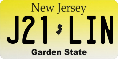 NJ license plate J21LIN