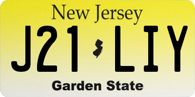 NJ license plate J21LIY