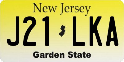 NJ license plate J21LKA